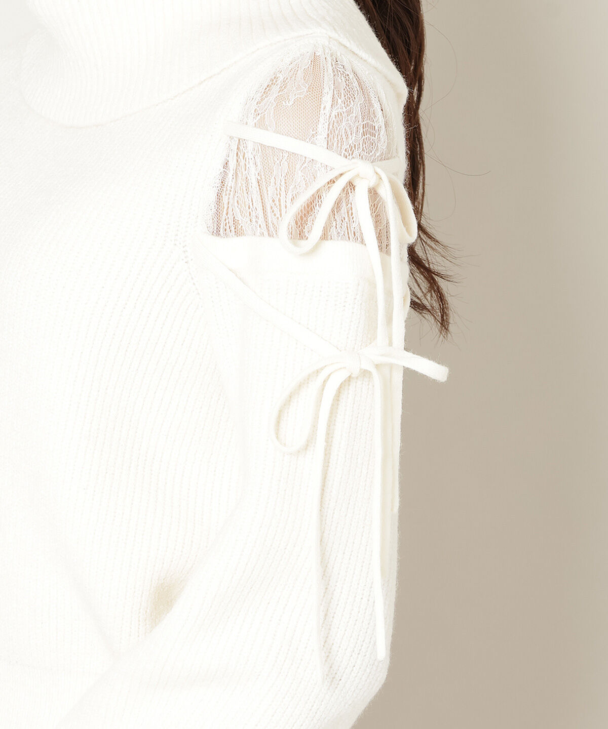 WILLSELECTION「レースショルダーオフタートルニット」|ニット・セーター|