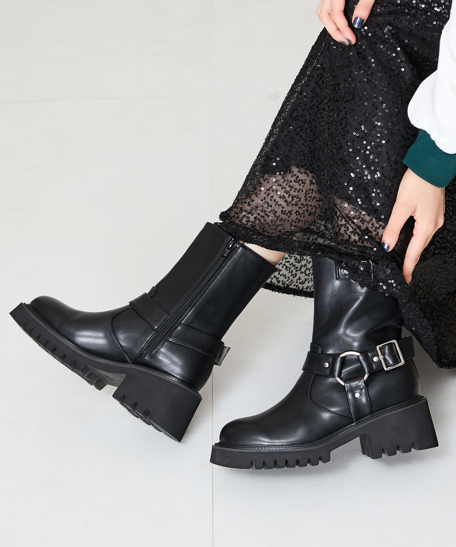 ORiental TRaffic「●2024秋冬新作●エンジニアミドルブーツ/41421」|ショートブーツ|