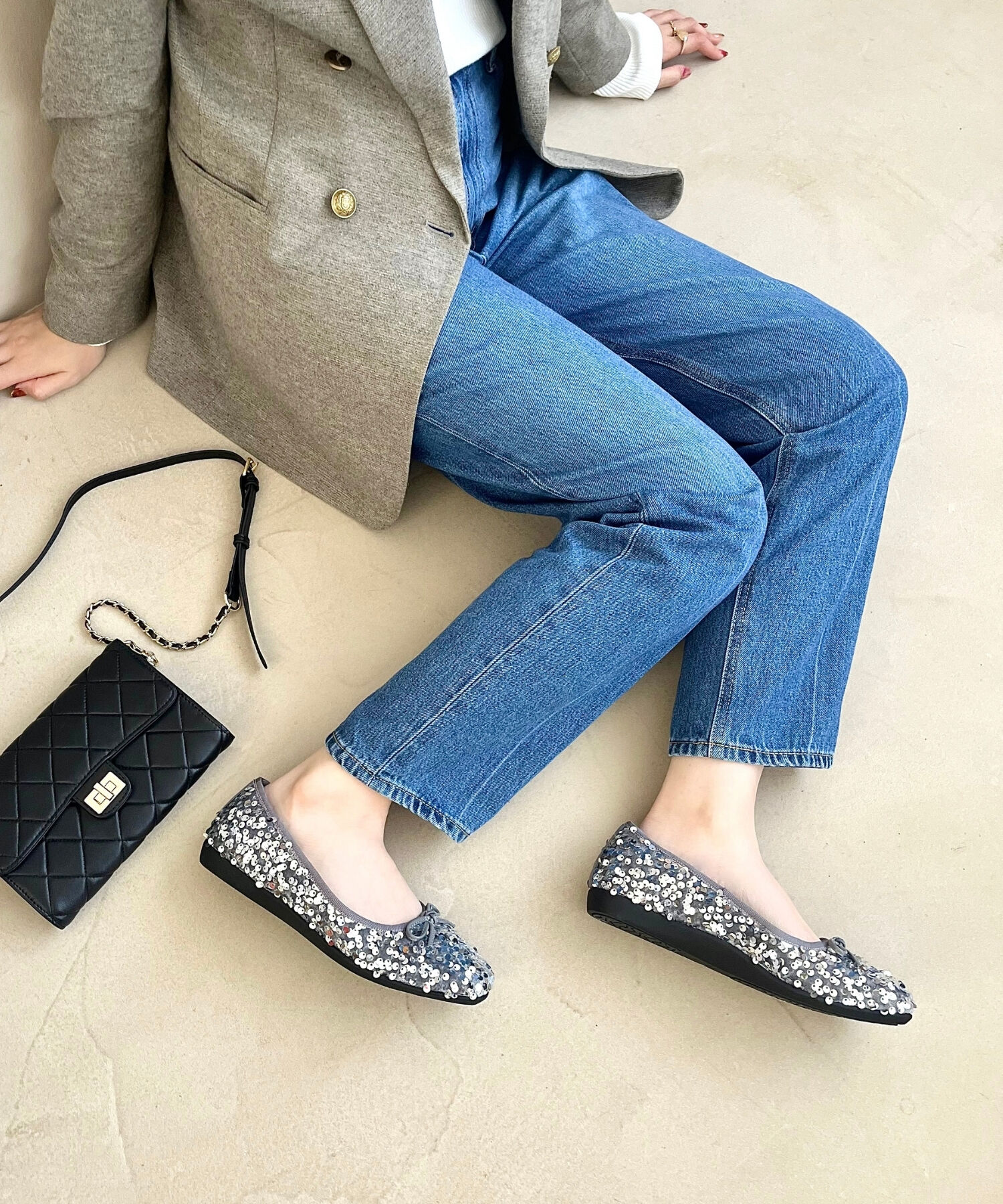 ORiental TRaffic「【跳べるパンプス/シリーズ累計１５０万足突破】スパンコール スクエアトゥ バレエシューズ R-3216」|パンプス|