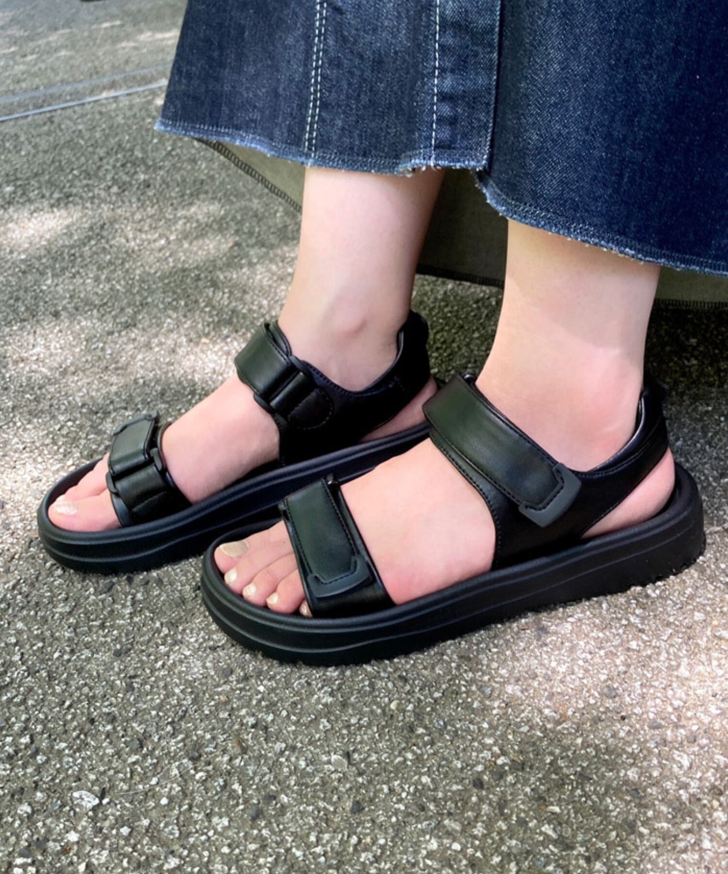 ORiental TRaffic「【Fit meサンダル】ダブルベルト サンダル /51227 軽い 柔らかい フラット」|サンダル|