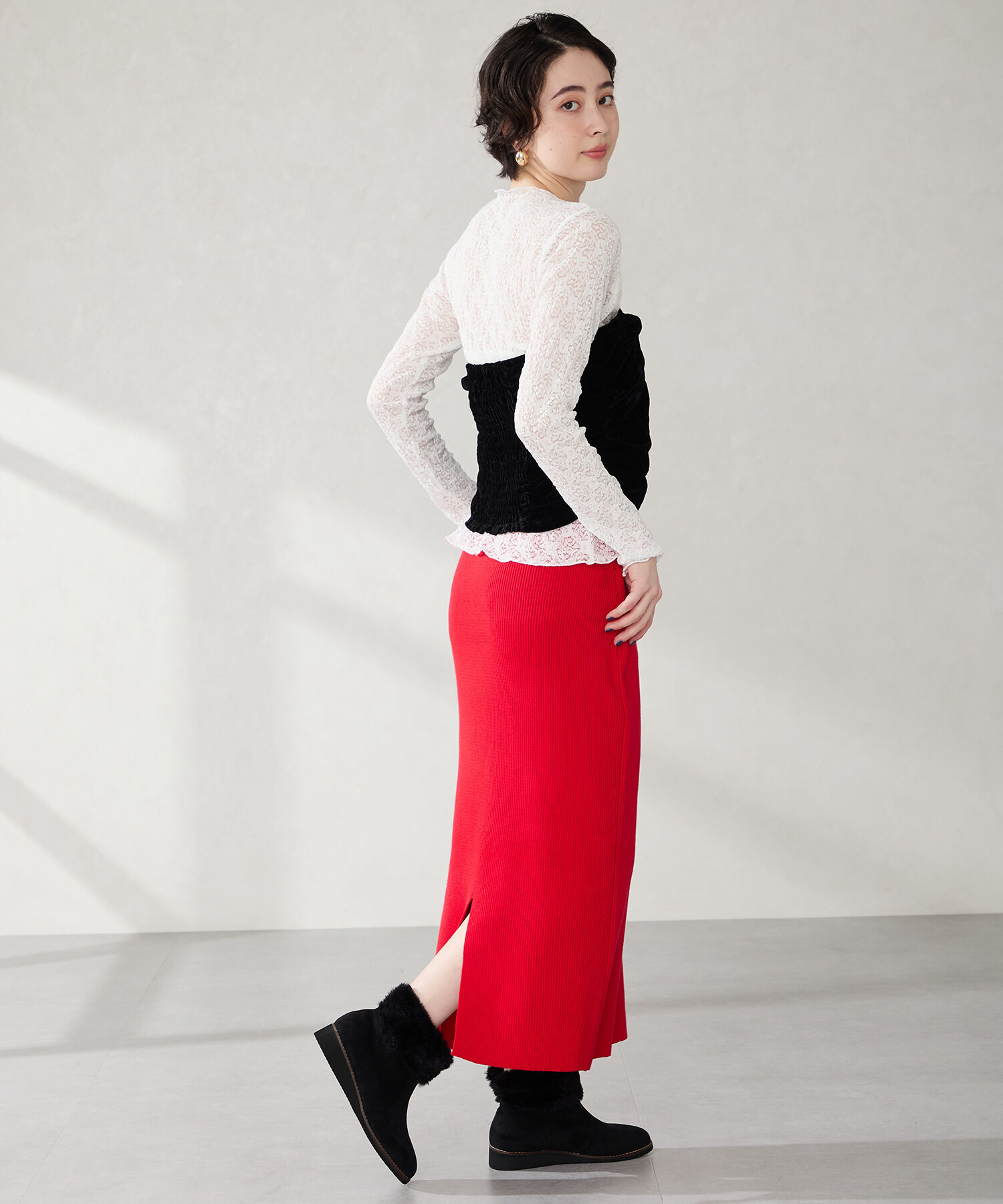 WA Oriental TRaffic「●2025秋冬新作●たっぷりファーウエッジソールブーツ/52411」|ショートブーツ|