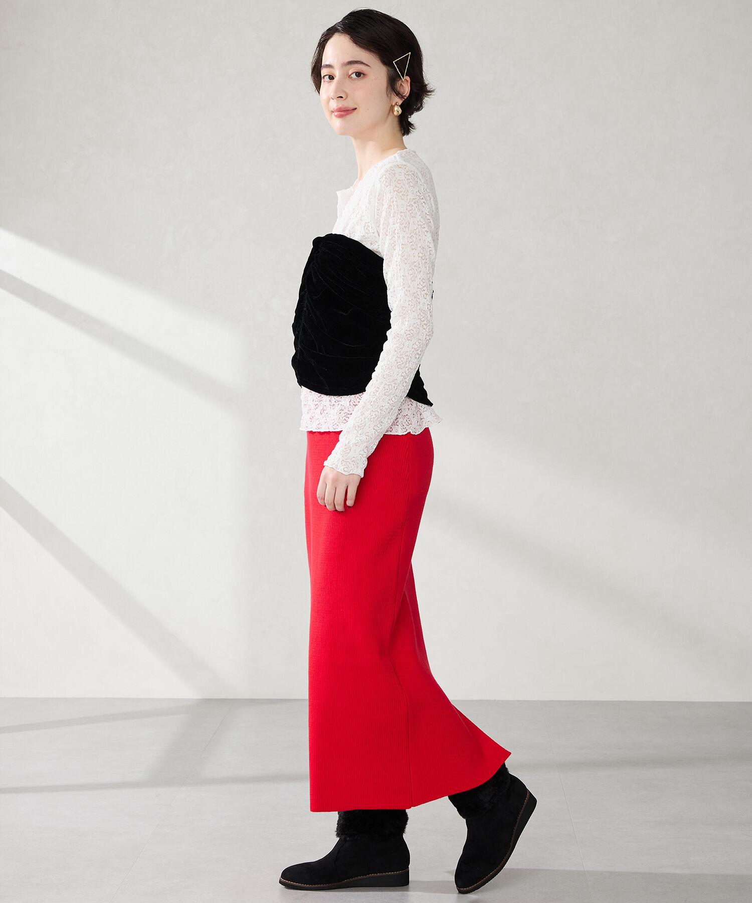 WA Oriental TRaffic「●2025秋冬新作●たっぷりファーウエッジソールブーツ/52411」|ショートブーツ|