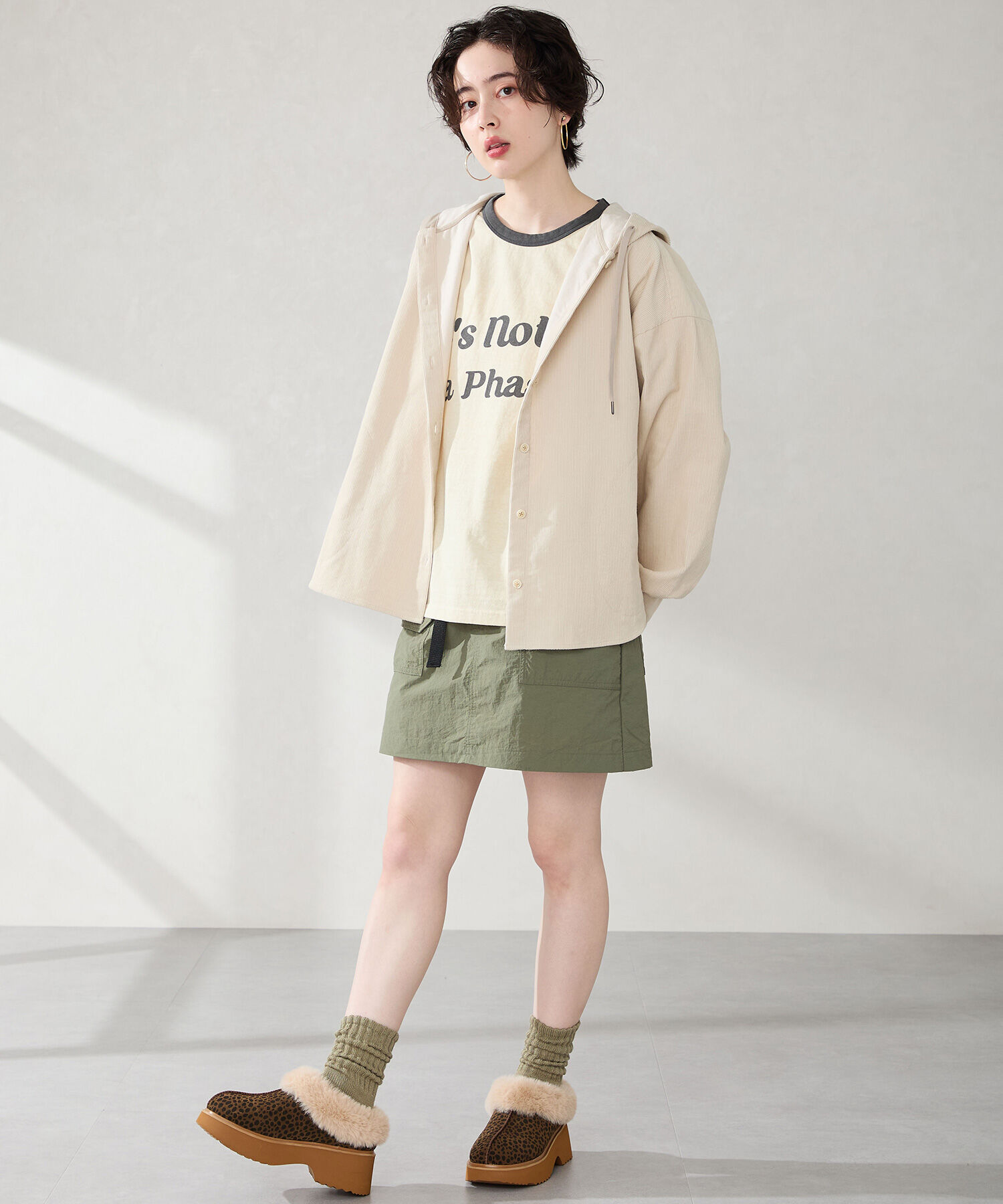 ORiental TRaffic「●2025秋冬新作●【 厚底 ・ 美脚 】 ムートン サボ /51325 ファー レオパード 防寒 」|サンダル|