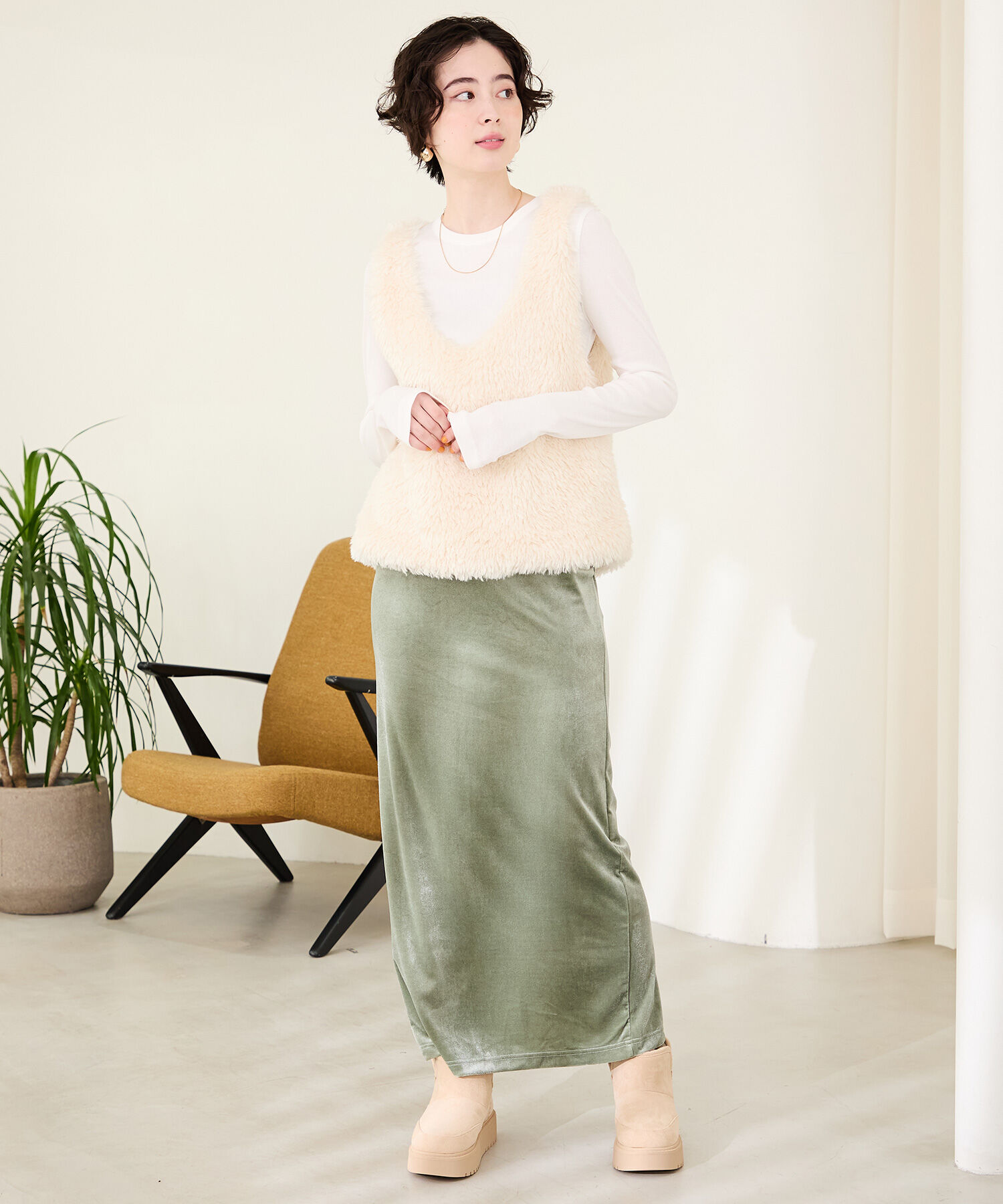 ORiental TRaffic「●2025秋冬新作●【 軽量 】 サイドスリット 厚底 ムートン ショートブーツ /51425 防寒」|ショートブーツ|