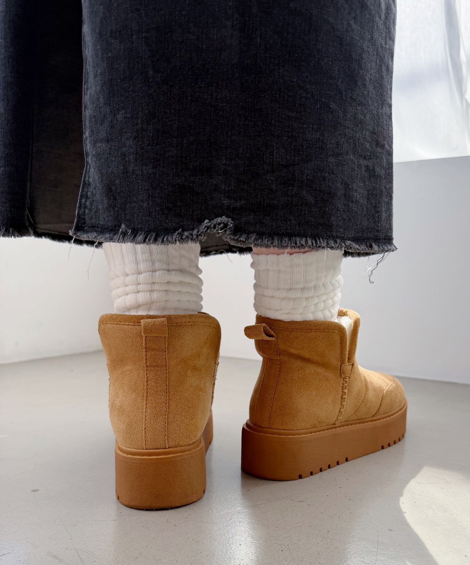 ORiental TRaffic「●2025秋冬新作●【 軽量 】 サイドスリット 厚底 ムートン ショートブーツ /51425 防寒」|ショートブーツ|