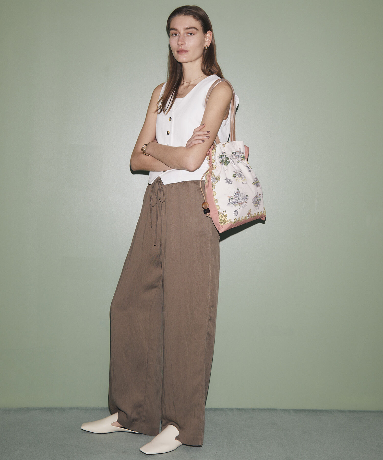 TOPKAPI TREASURE「【TREASURE TOPKAPI】マイルドサテン スカーフ柄 巾着 トート バッグ 」|トートバッグ|