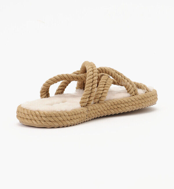 BOHONOMAD「【BOHONOMAD】ボドルム ファーリースリッパ/ベージュ ポリプロピレン ファー/サンダル」|サンダル|