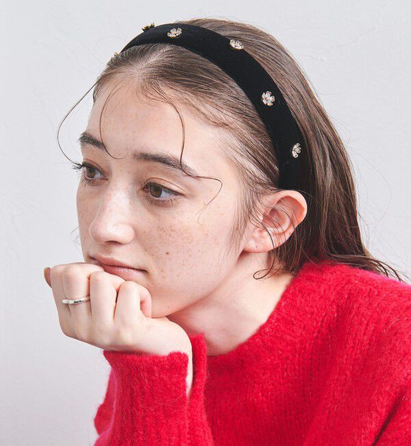UNITED ARROWS「フラワービジュー ヘッドバンド」|カチューシャ|BLACK