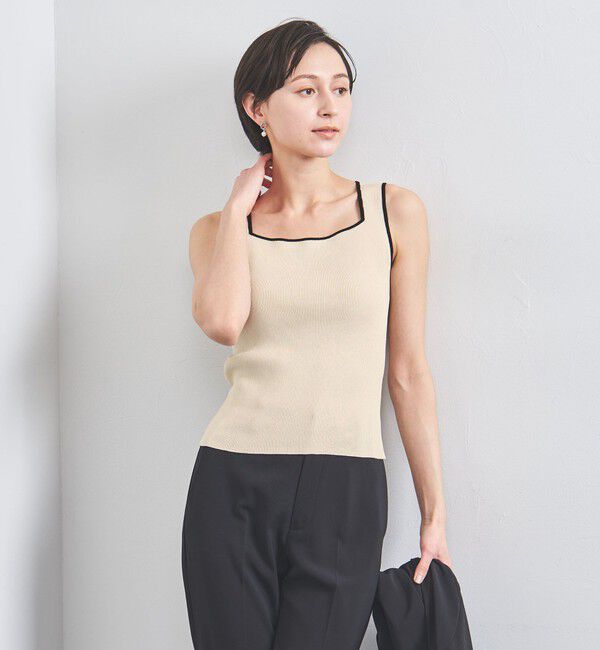 UNITED ARROWS「リブ スクエアネック ニットキャミソール」|ニット・セーター|BEIGE