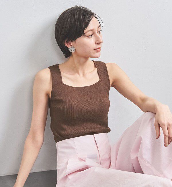 UNITED ARROWS「リブ スクエアネック ニットキャミソール」|ニット・セーター|DK.BROWN
