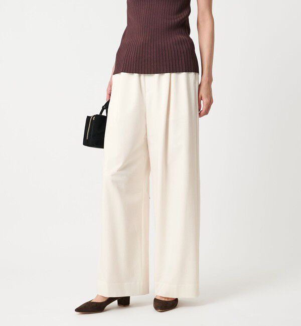 UNITED ARROWS「サテンウエスト イージーパンツ ホワイト -ウォッシャブル-」|チノ|