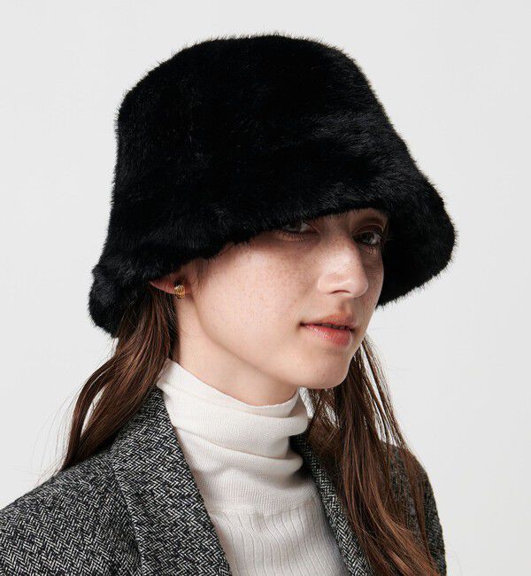 UNITED ARROWS「フェイクファー バケットハット」|ハット|BLACK