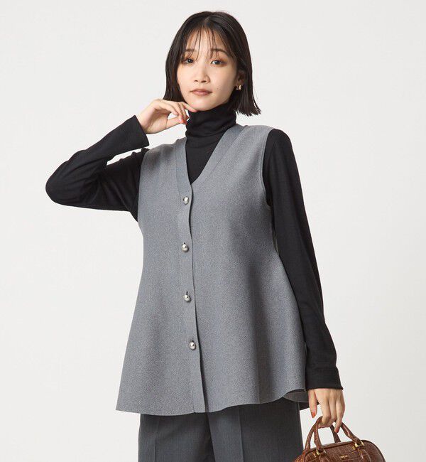 UNITED ARROWS green label relaxing「 ペプラム ジレ ニット プルオーバー -ウォッシャブル-」|ベスト・ジレ|MD.GRAY