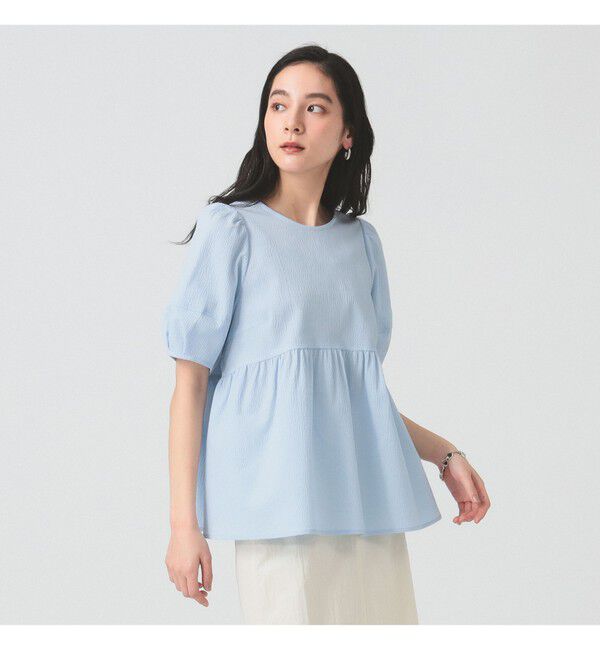 Ray BEAMS 「Ray BEAMS / ランタンスリーブ ギャザー ブラウス」|シャツ・ブラウス|BLUE