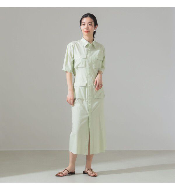 Demi-Luxe BEAMS 「AURALEE / WASHED FINX TWILL SHIRT DRESS」|ワンピース|LT_GREEN