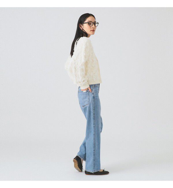 Ray BEAMS 「カット ジャカード フリンジ Vネック カーディガン」|カーディガン|