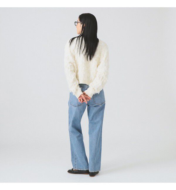 Ray BEAMS 「カット ジャカード フリンジ Vネック カーディガン」|カーディガン|