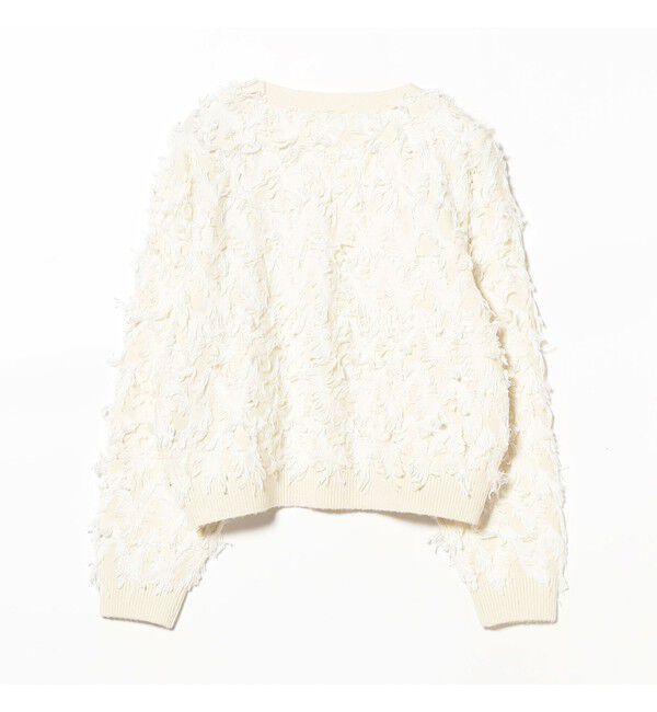 Ray BEAMS 「カット ジャカード フリンジ Vネック カーディガン」|カーディガン|