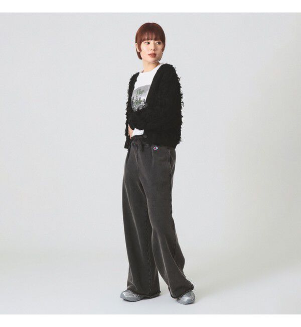 Ray BEAMS 「カット ジャカード フリンジ Vネック カーディガン」|カーディガン|