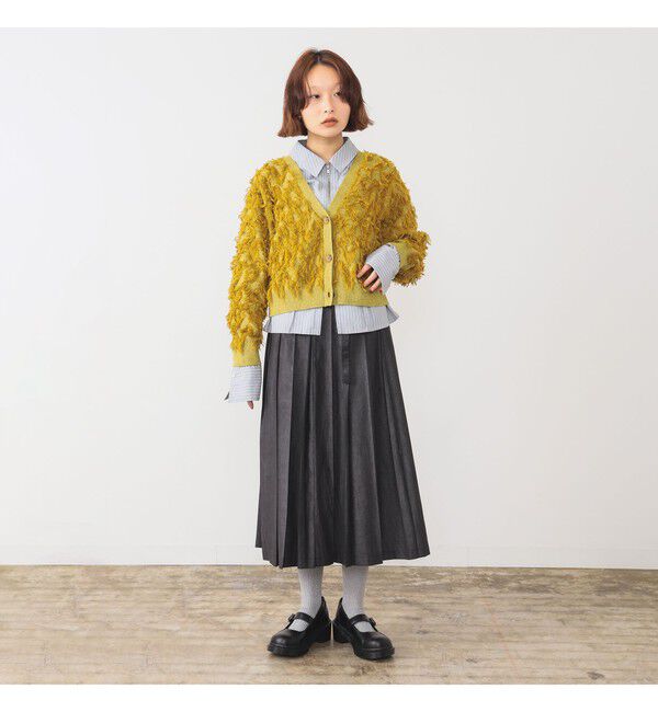 Ray BEAMS 「カット ジャカード フリンジ Vネック カーディガン」|カーディガン|