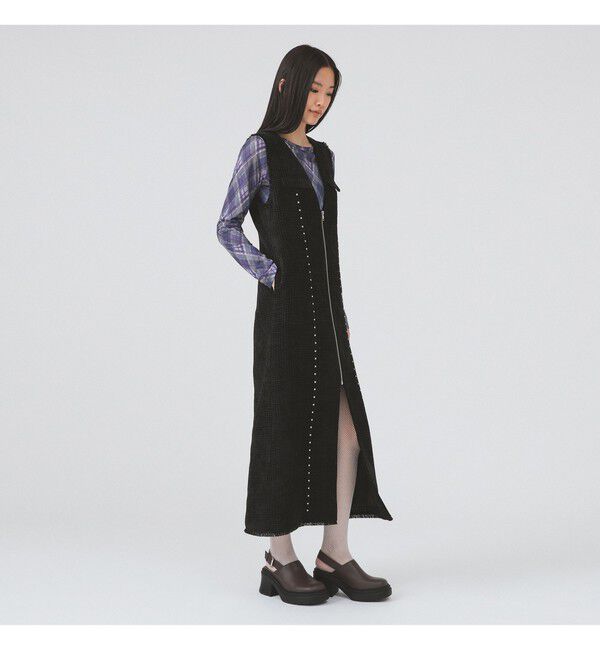 Ray BEAMS 「ツイード スタッズ ノースリーブ ワンピース」|ワンピース|