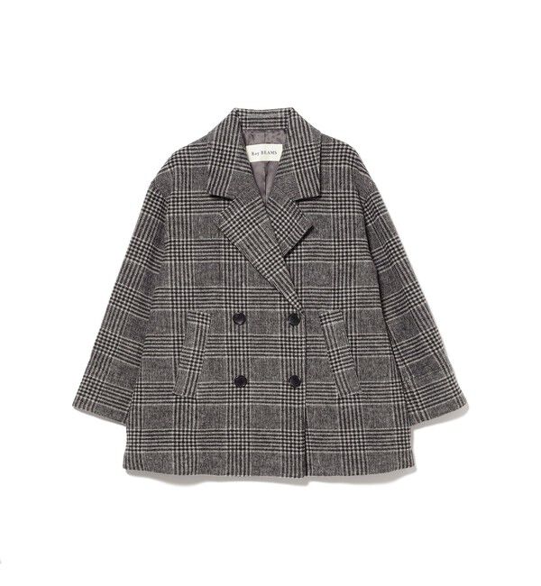 Ray BEAMS 「チェック ビーバー ダブル ハーフコート」|ダッフルコート|