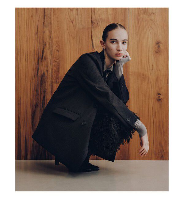 Demi-Luxe BEAMS 「ダブルクロス ロング ジャケット」|ダッフルコート|CHARCOAL.GREY