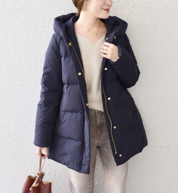 SHIPS for women「*〈手洗い可能〉ショールカラー ミディ ダウン ◇」|その他|ネイビー