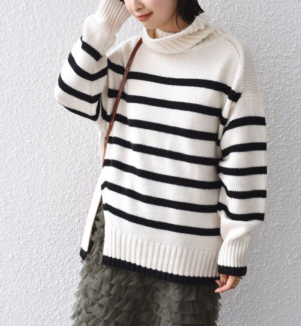 SHIPS for women「〈手洗い可能〉サイド スリット タートル プルオーバー」|ニット・セーター|