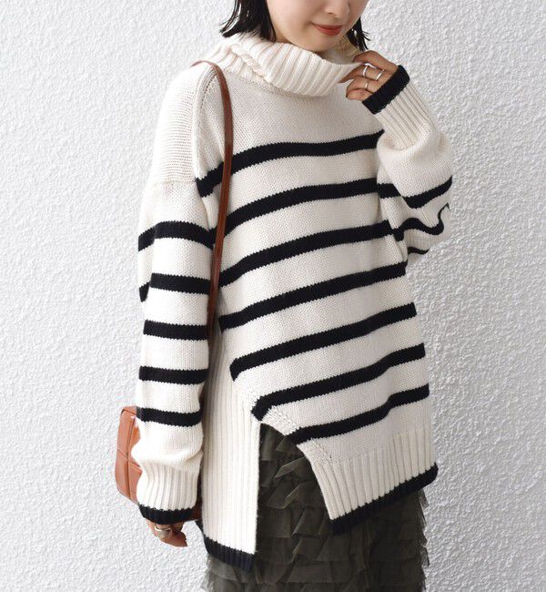 SHIPS for women「〈手洗い可能〉サイド スリット タートル プルオーバー」|ニット・セーター|