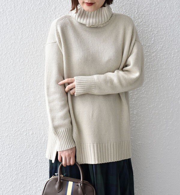 SHIPS for women「〈手洗い可能〉サイド スリット タートル プルオーバー」|ニット・セーター|