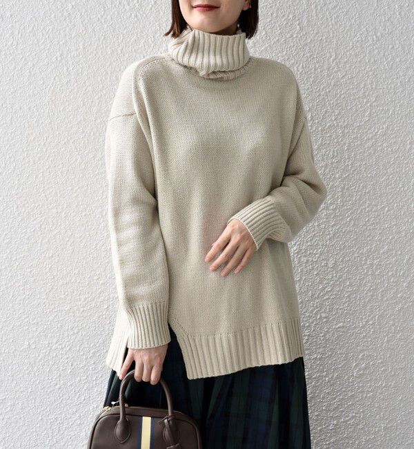 SHIPS for women「〈手洗い可能〉サイド スリット タートル プルオーバー」|ニット・セーター|