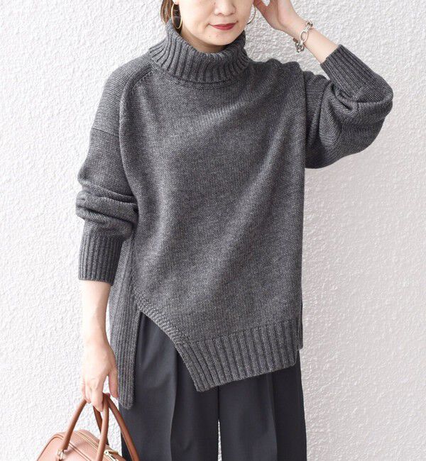 SHIPS for women「〈手洗い可能〉サイド スリット タートル プルオーバー」|ニット・セーター|