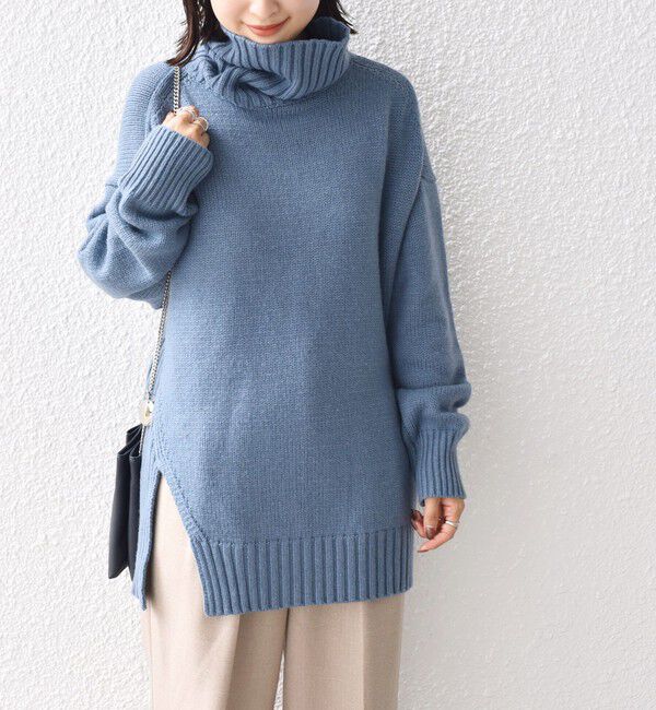 SHIPS for women「〈手洗い可能〉サイド スリット タートル プルオーバー」|ニット・セーター|