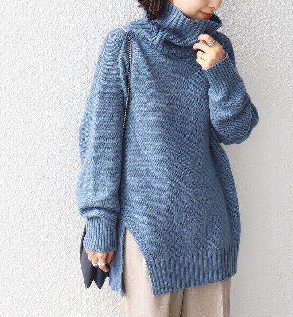SHIPS for women「〈手洗い可能〉サイド スリット タートル プルオーバー」|ニット・セーター|
