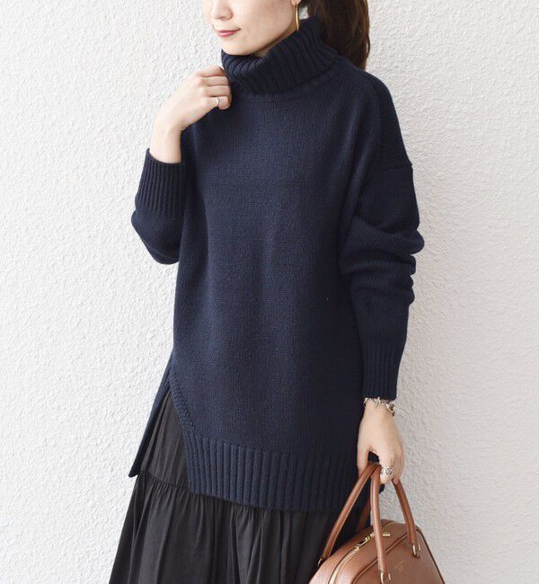 SHIPS for women「〈手洗い可能〉サイド スリット タートル プルオーバー」|ニット・セーター|
