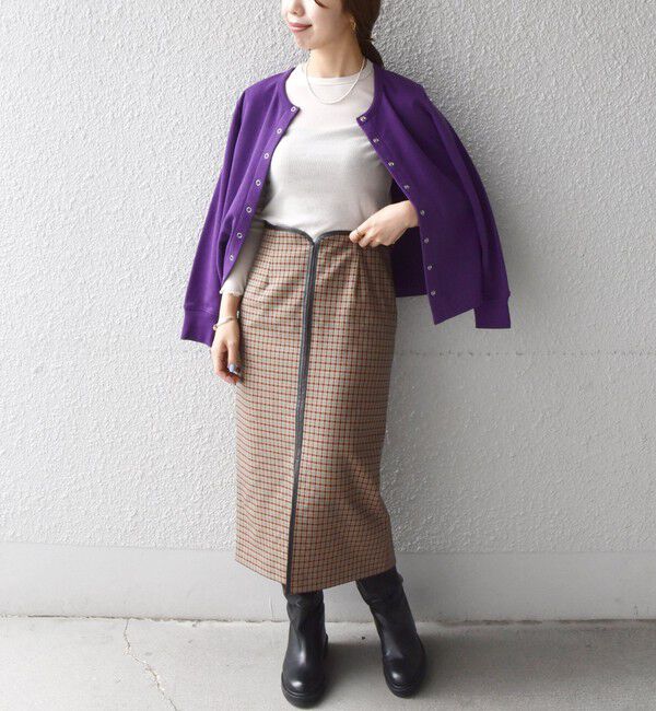 SHIPS any「SHIPS any:〈ウォッシャブル〉チェック スティック ミディ スカート」|タイト|