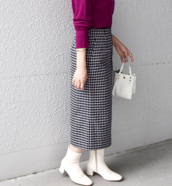 SHIPS any「SHIPS any:〈ウォッシャブル〉チェック スティック ミディ スカート」|タイト|