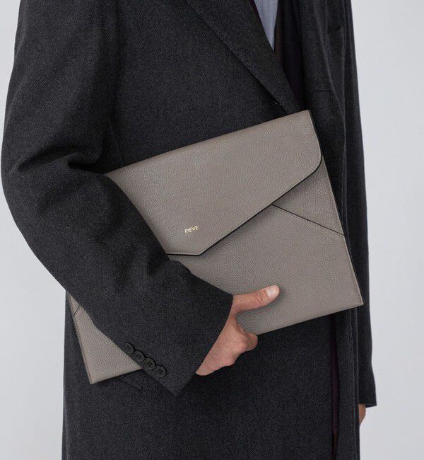 SHIPS「PIEVE:ドキュメント クラッチ バッグ」|クラッチバッグ|キャメル