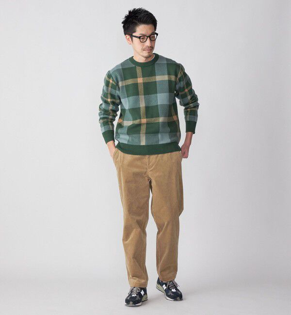 SHIPS「SHIPS:〈手洗い可能〉コットン カシミヤ チェック クルーネックニット」|ニット・セーター|