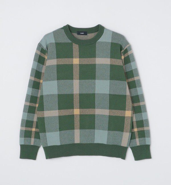 SHIPS「SHIPS:〈手洗い可能〉コットン カシミヤ チェック クルーネックニット」|ニット・セーター|