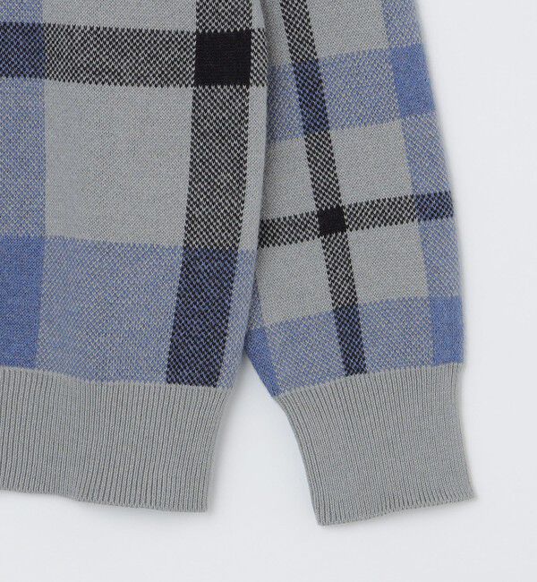 SHIPS「SHIPS:〈手洗い可能〉コットン カシミヤ チェック クルーネックニット」|ニット・セーター|