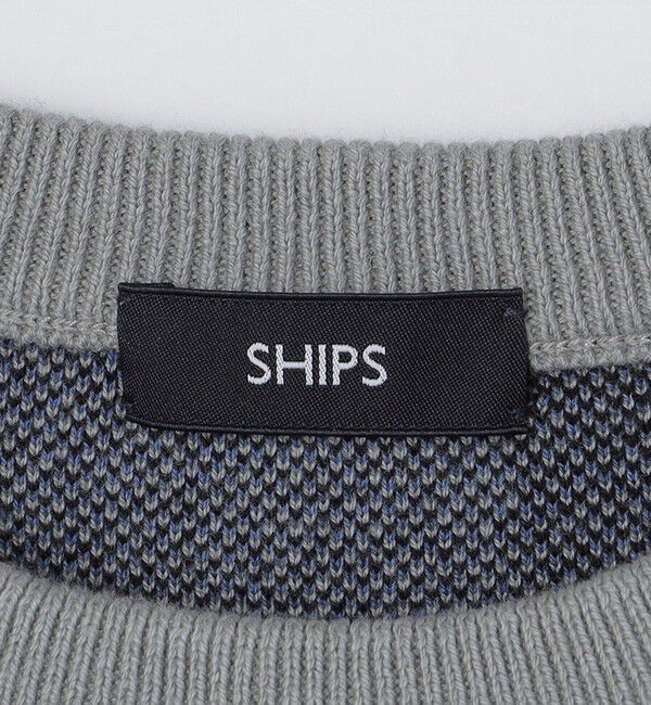 SHIPS「SHIPS:〈手洗い可能〉コットン カシミヤ チェック クルーネックニット」|ニット・セーター|