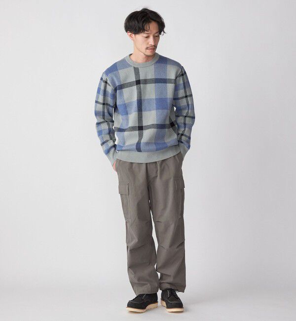 SHIPS「SHIPS:〈手洗い可能〉コットン カシミヤ チェック クルーネックニット」|ニット・セーター|