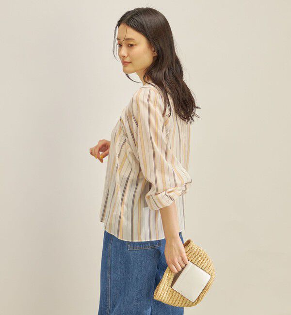 SHIPS for women「〈手洗い可能〉前後 2WAY シアー ストライプ ブラウス◇」|シャツ・ブラウス|