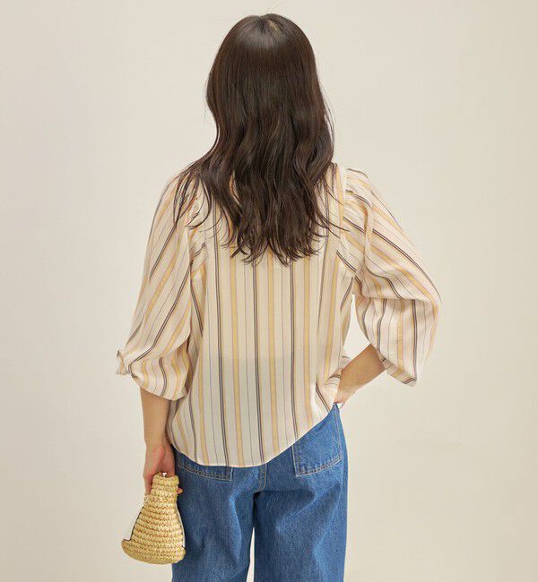 SHIPS for women「〈手洗い可能〉前後 2WAY シアー ストライプ ブラウス◇」|シャツ・ブラウス|