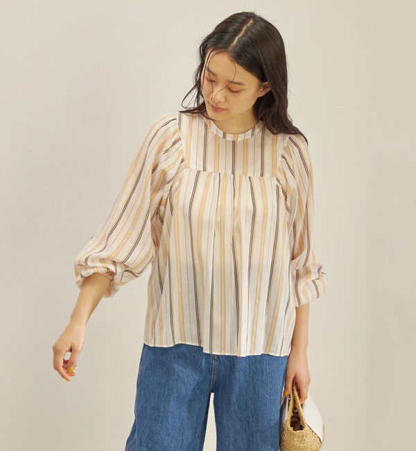 SHIPS for women「〈手洗い可能〉前後 2WAY シアー ストライプ ブラウス◇」|シャツ・ブラウス|