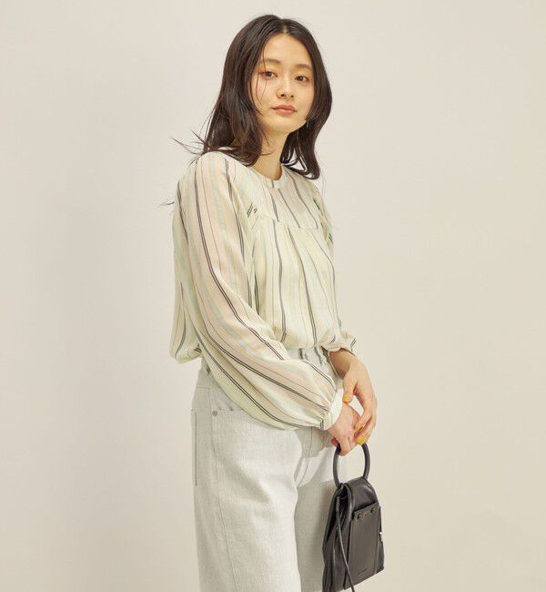 SHIPS for women「〈手洗い可能〉前後 2WAY シアー ストライプ ブラウス◇」|シャツ・ブラウス|