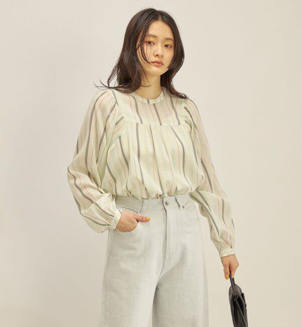 SHIPS for women「〈手洗い可能〉前後 2WAY シアー ストライプ ブラウス◇」|シャツ・ブラウス|