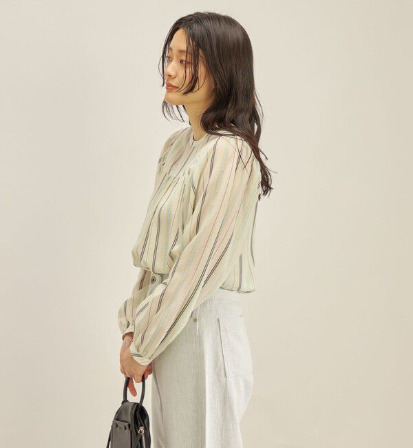 SHIPS for women「〈手洗い可能〉前後 2WAY シアー ストライプ ブラウス◇」|シャツ・ブラウス|